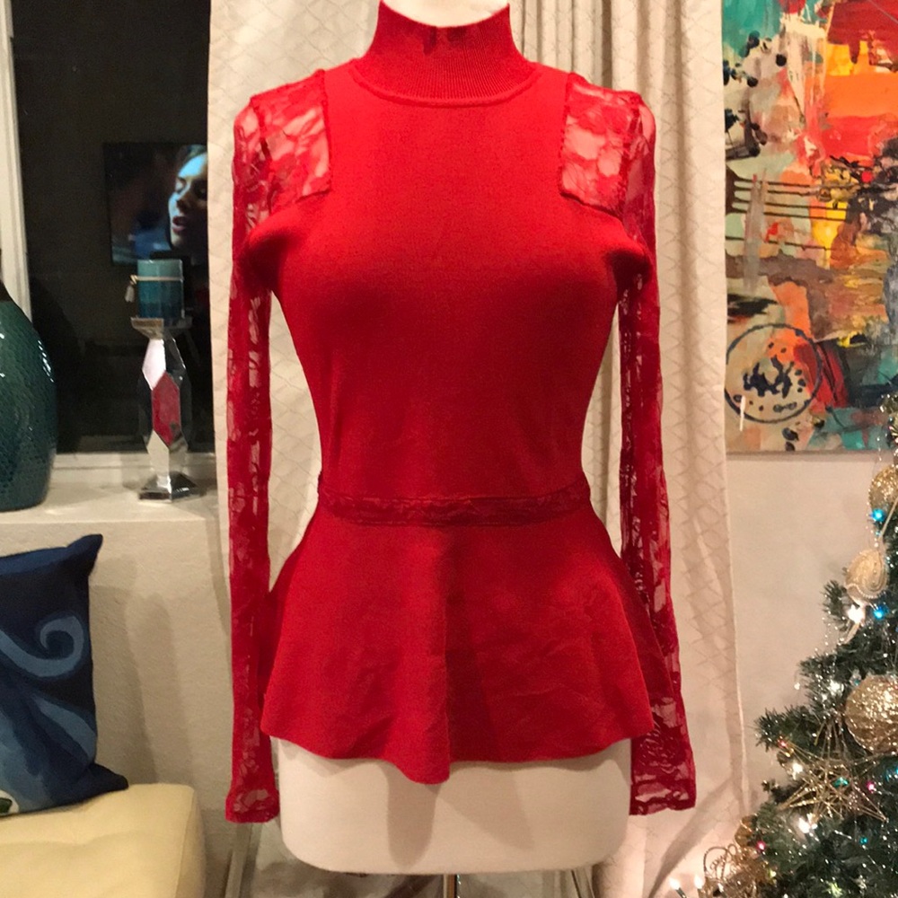 Red Boston sexy lace proper size small NWOT